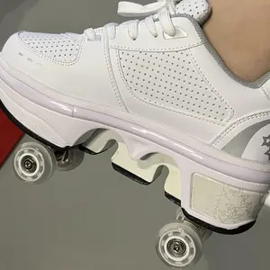 【Christmas gift!!!】SEBOWEL Fashion Roller Skates, Invisible Wheels 2-in-1 Transformer Shoes 4 Telescopic Wheels,Outdoor Walking Shoes,Christmas Gift