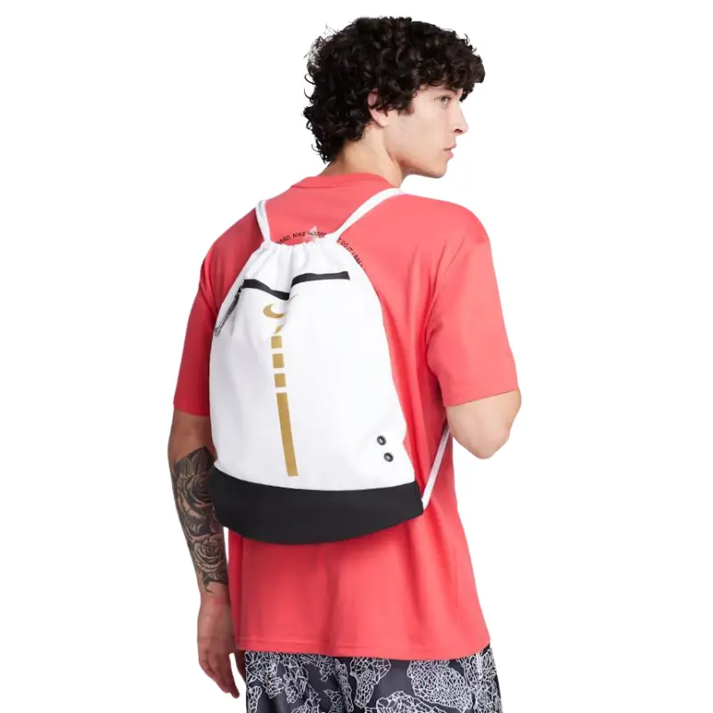 Nike Hoops Elite Drawstring Backpack, White Casual Sports Bag for Workout and Gym Use, Workout Sport Bags