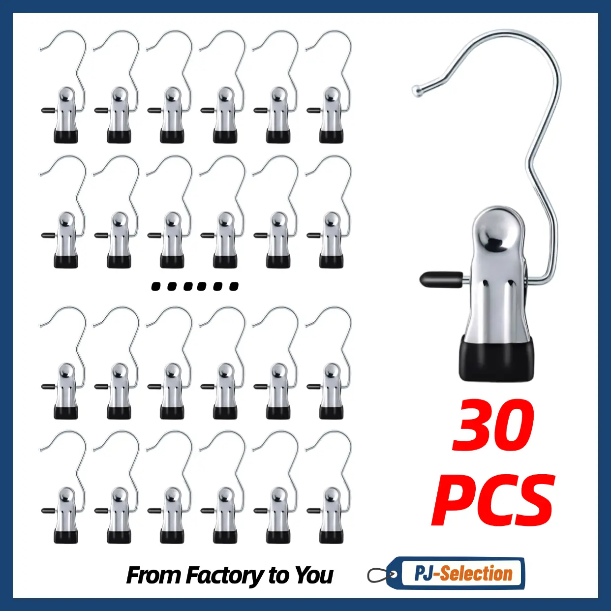30 Counts Black Anti-Rust Clip Clothespins, Stainless Steel Hanger Ultimate Lightweight Hanging Travel Hanger Organizer for Home & More, Space-Saving Magic Pants Jeans Towels Hats Bags Storage Rack with Laundry Hooks