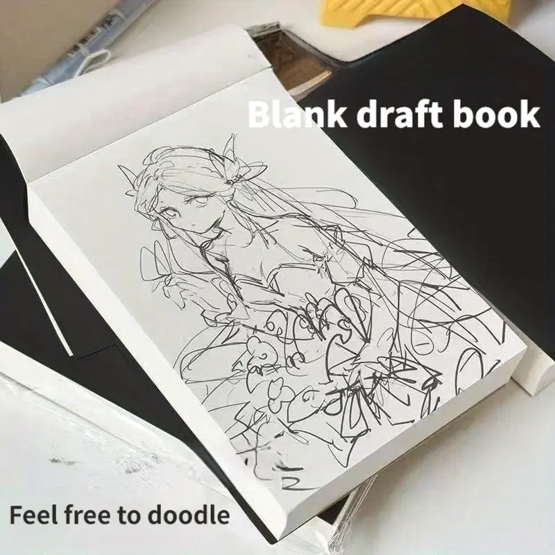 A6 Portable Blank Sketchbook, 1 Count 250 Sheets Thickened Graffiti Sketching Sketchbook, Tearable Drawing Draft Paper Sketchbook for Students School Office, Art Drawing Supplies