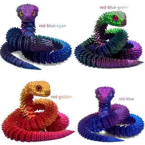 16-Piece 11.8in 3D Printed PLA Snake Figurine Set, Flexible Movable Bright Color Nature Ornaments, Whimsical Home Decor, Collectible Festival Gift for Room