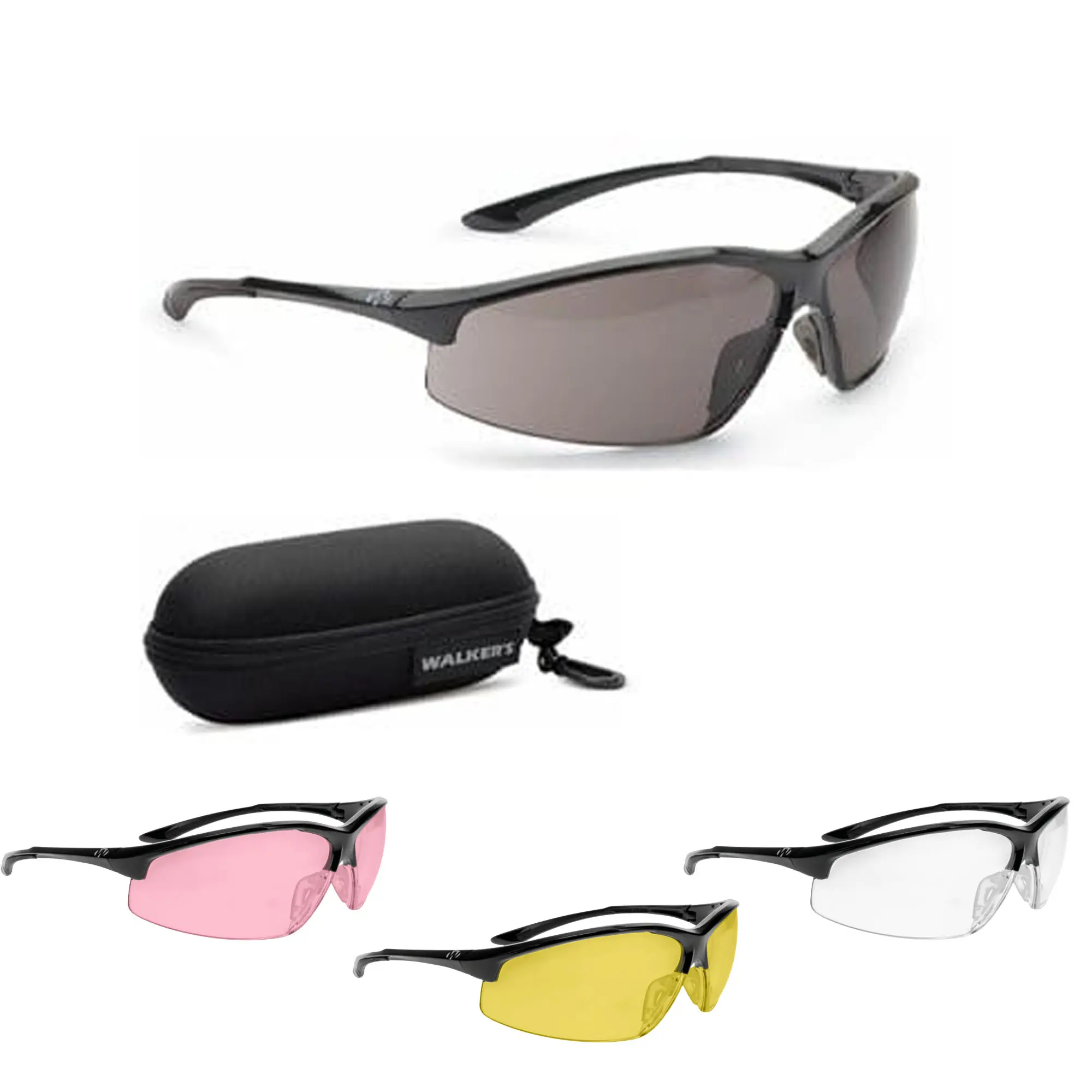 Walker's Tanker Open Full Frame Shooting Glasses w/Case, Safety Glasses Goggles, High Impact