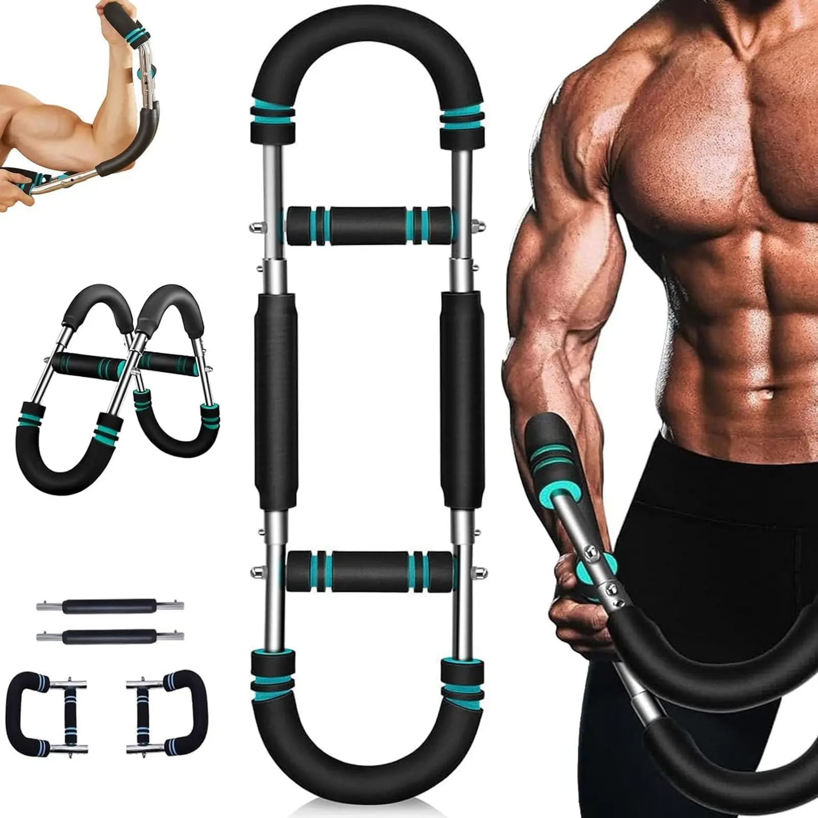 Adjustable Power Twister Bar, 60-110lb Spring Resistance Trainer, Portable Upper Body Workout Equipment for Men, Chest, Arm & Hand Grip Strengthener for At Home Gym Exercise, Arm Trainer, Resistance Training, Arms, Strength Training tiktokshopbacktoschool