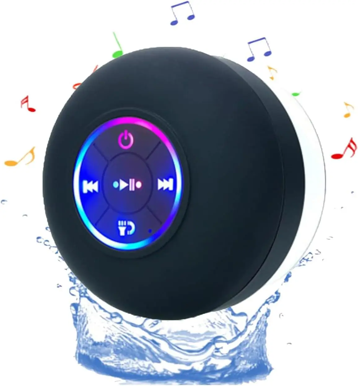 Waterproof Shower Bluetooth Speaker, Portable Wireless Speaker  with LED Light, Speaker with Mic & Suction Cup, Ideal for Shower, Pool, Beach, Kayaking IPX4 Water Resistant for Shower