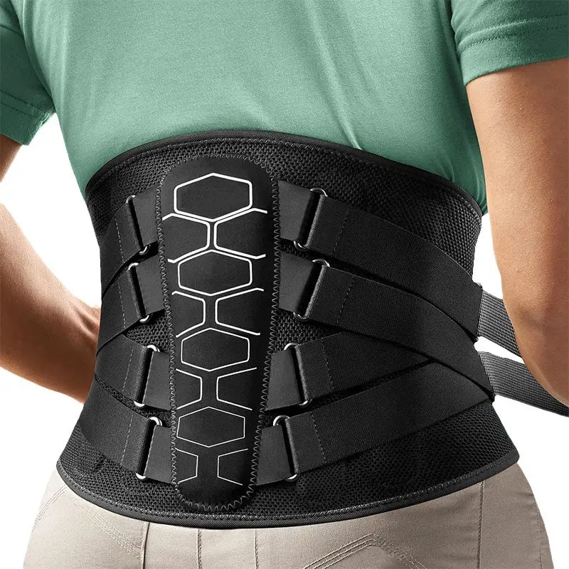 VITYAZI Adjustable XL Lower Back Brace for Adults with Pulley System, Ergonomic Design 3D Knitted Mesh Lumbar Support Belt, Soft Breathable Waist Wrap with Lumbar Pad, Posture Strap for Herniated Disc Pain Relief, Prop 65 Safe, Cool 3D Knit