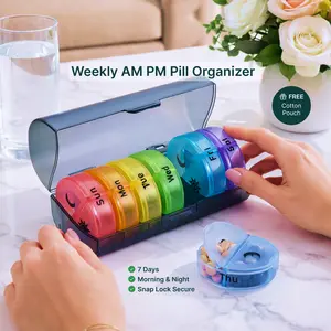 Weekly AM PM Pill Organizer, 7 Day Vitamin Box, Cute Pill Case for Purse, Travel Medicine Organizer, Supplement Holder, Cute Pill Box