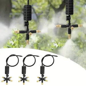 3Pcs inverted 5-way brass sprayer Kit with Rotating Nozzles-Adjustable Sprinkler for Greenhouse Humidification,Drip Irrigation,grow lawn garden
