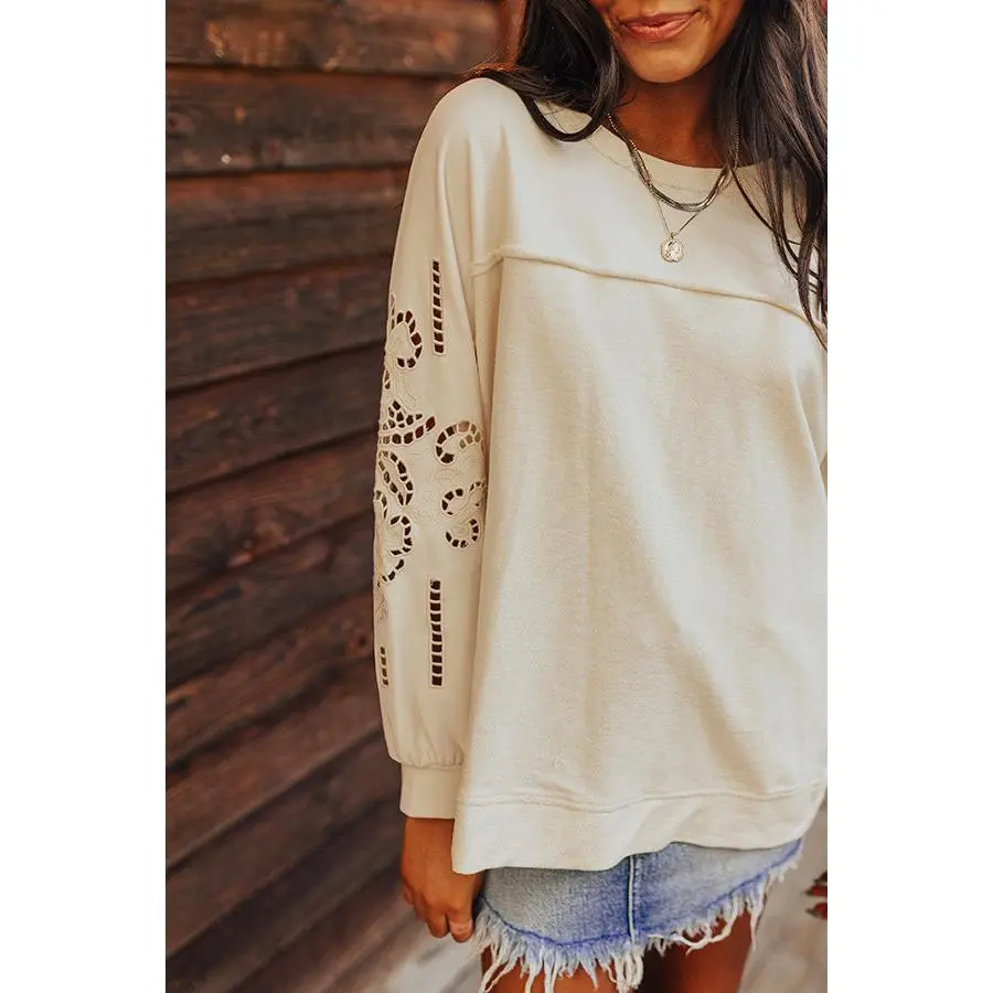 Ojai Afternoon Embroidered Top In Cream