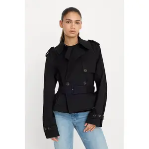 CROPPED TRENCH JACKET | BLACK001