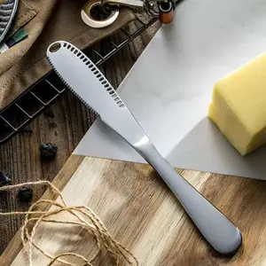Multi-Purpose Serrated Butter Knife - Heavy Duty Stainless Steel Spreader for Bread, Cheese & More with Comfort Grip & Hang Hole