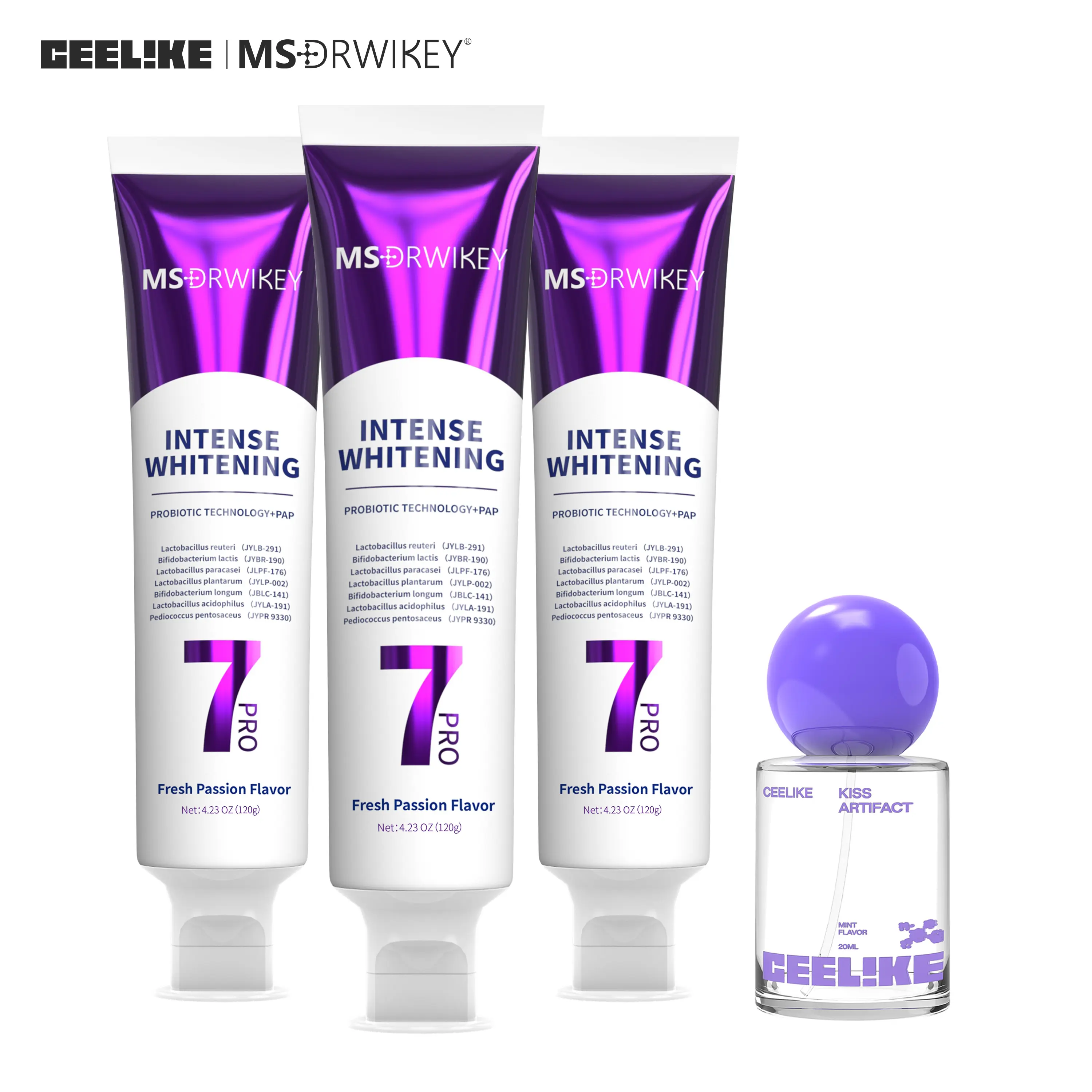 MSDRWIKEY | CEELIKE Oral Care Kit - 3-Pack Dental Care Toothpastes (Bulk), Mouth Spray, Contains Water, Value Combo Pack, Mouth Spray Oral Care Kits