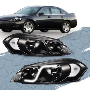 CROSSDESIGN Clear Corner Black Housing Headlight Lamps Fit For 2006-16 Chevy Impala Limited