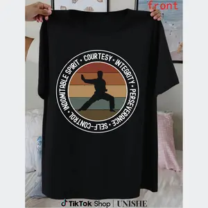 Karate Taekwondo 5 Tenets Martial Arts T-Shirt - Mens 100% Cotton