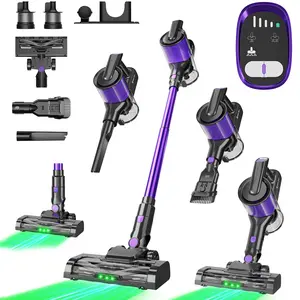 Hearten Cordless Vacuum Cleaner-CR208 Lightweight Stick Vacuum  Anti-Tangle Brush & Green LED, 10-in-1 Cordless Vacuum carpet cleaner machine for Hard Floor/Carpet/Pet Hair/Car Multi-Mode