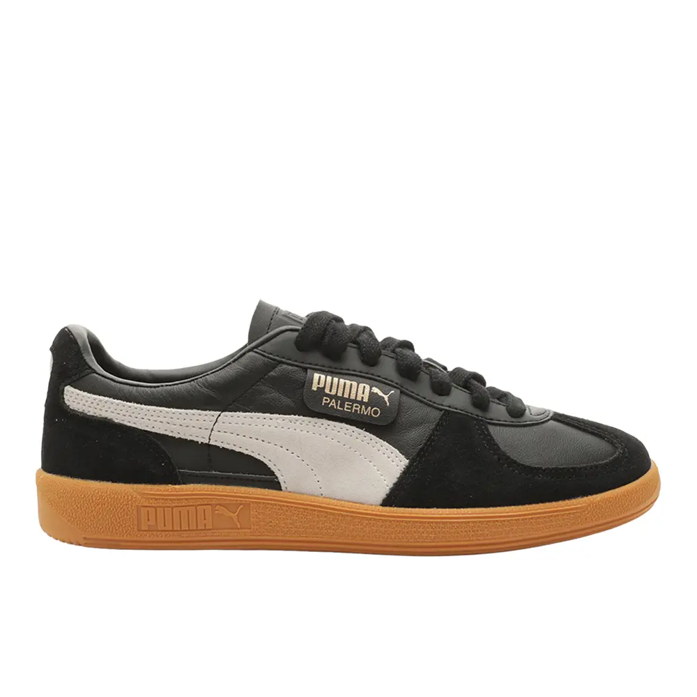 PUMA Womens Palermo Leather Lace Up Sneakers Shoes Casual - Black