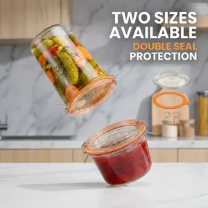 Retro Double-Sealed Glass Storage Jars | Stackable, Leak-Proof for Jam, Grains, Snacks & Tea
