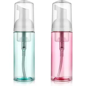 2 Pack Foam Pump Bottle Travel 60 Ml/2 Oz Small Size Mousse Foam Soap Dispenser Clear Plastic Foaming Soap Dispenser Mini Empty Refillable Pump Containers for Face Wash Lash Shampoo Skin Care MOZEAT LENS