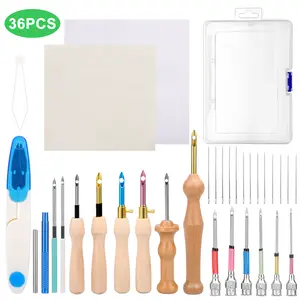 36Pcs Punch Needle Kit for Beginners - Embroidery Stitching Craft Tools,DIY Sewing Supplies,Include Needle Threader And Cloth,knitting Gift for Adults