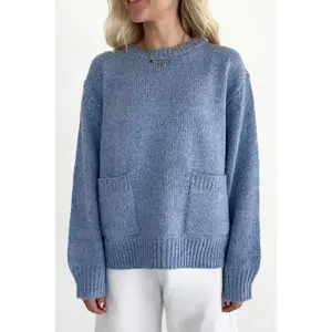 Periwinkle Patch Pocket Knit Sweater Top