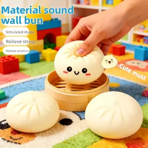 Dumpling Squishy Fidget Toy - Steamer-Included Bun Squishy, Mystery Bun Fidget Toy, Soft TPR Material, Size 3.35×2.17 Inches, Stress Relief Toy (One Extra Emoji Bun Free), an ideal  for 2026 Kids Birthday Party Decoration Cute Gift camp gear essentials