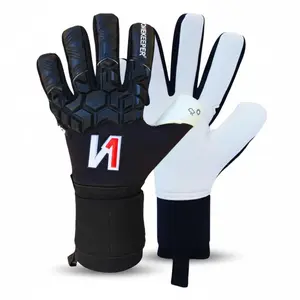 ONEKEEPER ACE Black and White Goalkeeper Gloves - Pro-Level Grip & Durability, Negative Cut Design, German Contact Latex, Short Elastic Wrist Closure, Soccer Goal Net Equipment