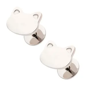 Comfy Earrings Stainless Cats Earrings 316L Surgical Grade Steel Cat Shape 18 Gauge Posts 6mm Length Comfortable & Stylish Gift Boxed Pair