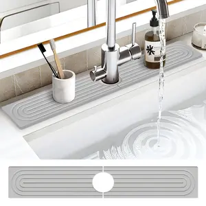 Stone Faucet Mat for Kitchen Sink, Water Absorbent Fast Drying Stone Tray for Sink , Quick Dry Diatomite Splash Guard for Bathroom Counter to Prevent Moisture Buildup, 23.6" x 5.5"