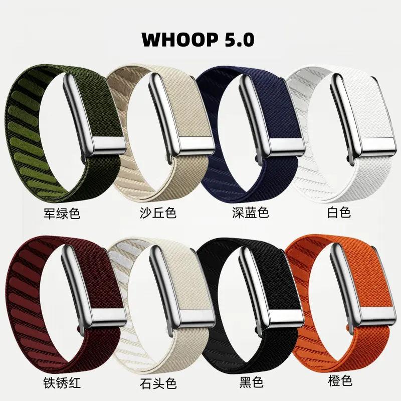 WHOOP nylon watch band/wrist strap, bright silver, elastic—sports fashion accessory, watch accessories