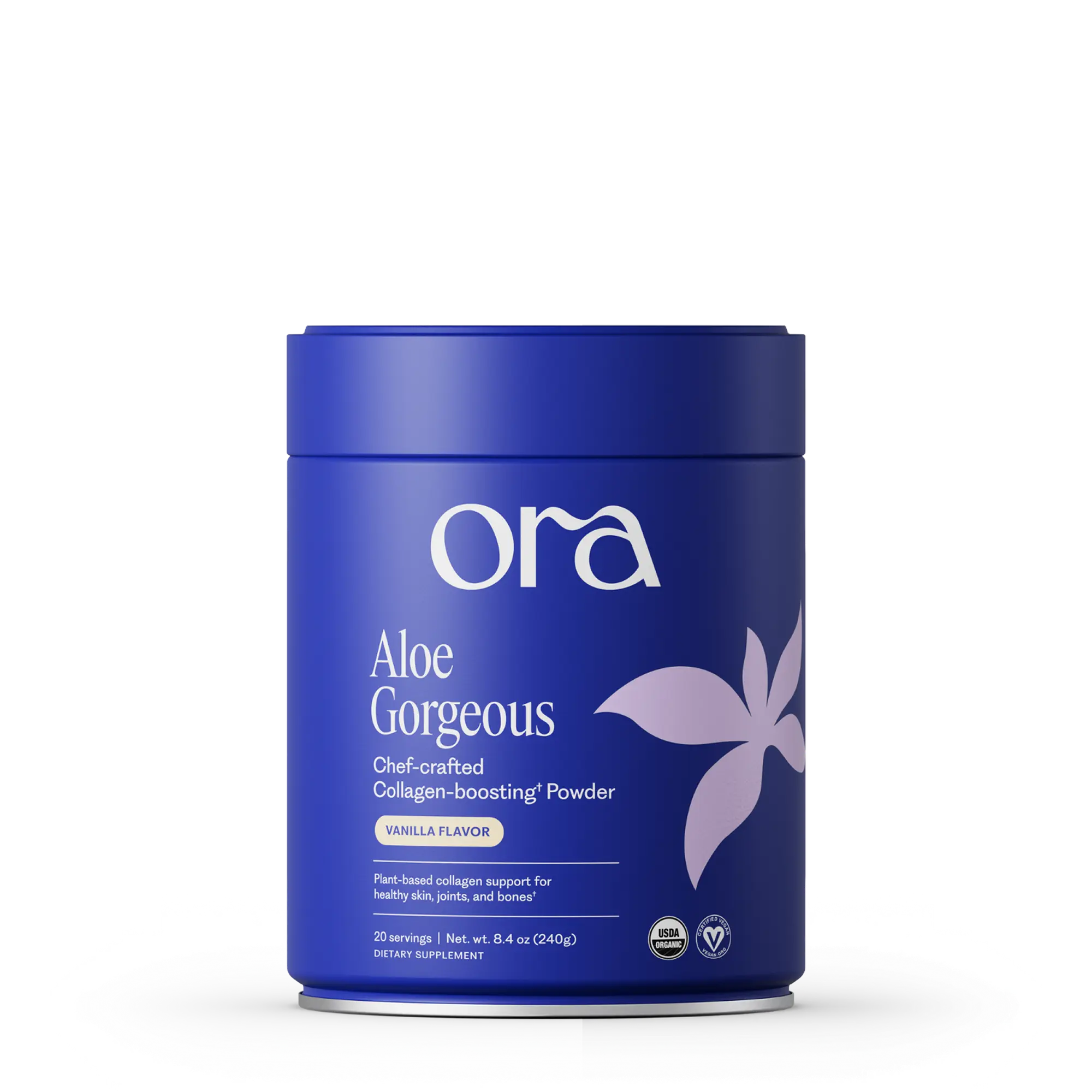 Ora Organic Aloe Gorgeous Vegan Collagen Booster Powder - Hair Skin Nails Support with Vitamin C, Bamboo Silica & Aloe - Vanilla, 20 Servings