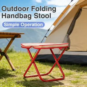 1 Count Outdoor Folding Handbag Stool, Lightweight yet sturdy construction, Durable for outdoor activities, red or khaki color