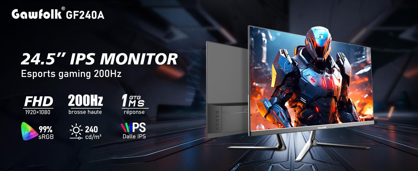 24.5 Inch 200Hz FHD Gaming Monitor | 1080p, 1ms, FreeSync, 99% sRGB, Ultra Slim Frameless Design, HDMI & DP Ports, 75x75 VESA Wall Mountable - Black