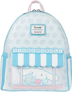 Loungefly Sanrio Cinnamoroll Sweet Shop Mini-Backpack Faux Leather Adjustable Straps Collectible Bakery-Themed Design