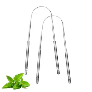 Stainless Steel Tongue Scraping Tool Multi Pack, Reusable Metal Tongue Cleaners for Adults’ Daily Oral Care to Combat Bad Breath (2 Pack)