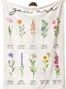 DUJOGIFT Christian Gifts for Women, Christian Blanket with Flowers, Birthday Gifts for Women, Inspirational, Religious Gifts for Sister, Friend, Daughter, Mom, Soft Throw Blankets