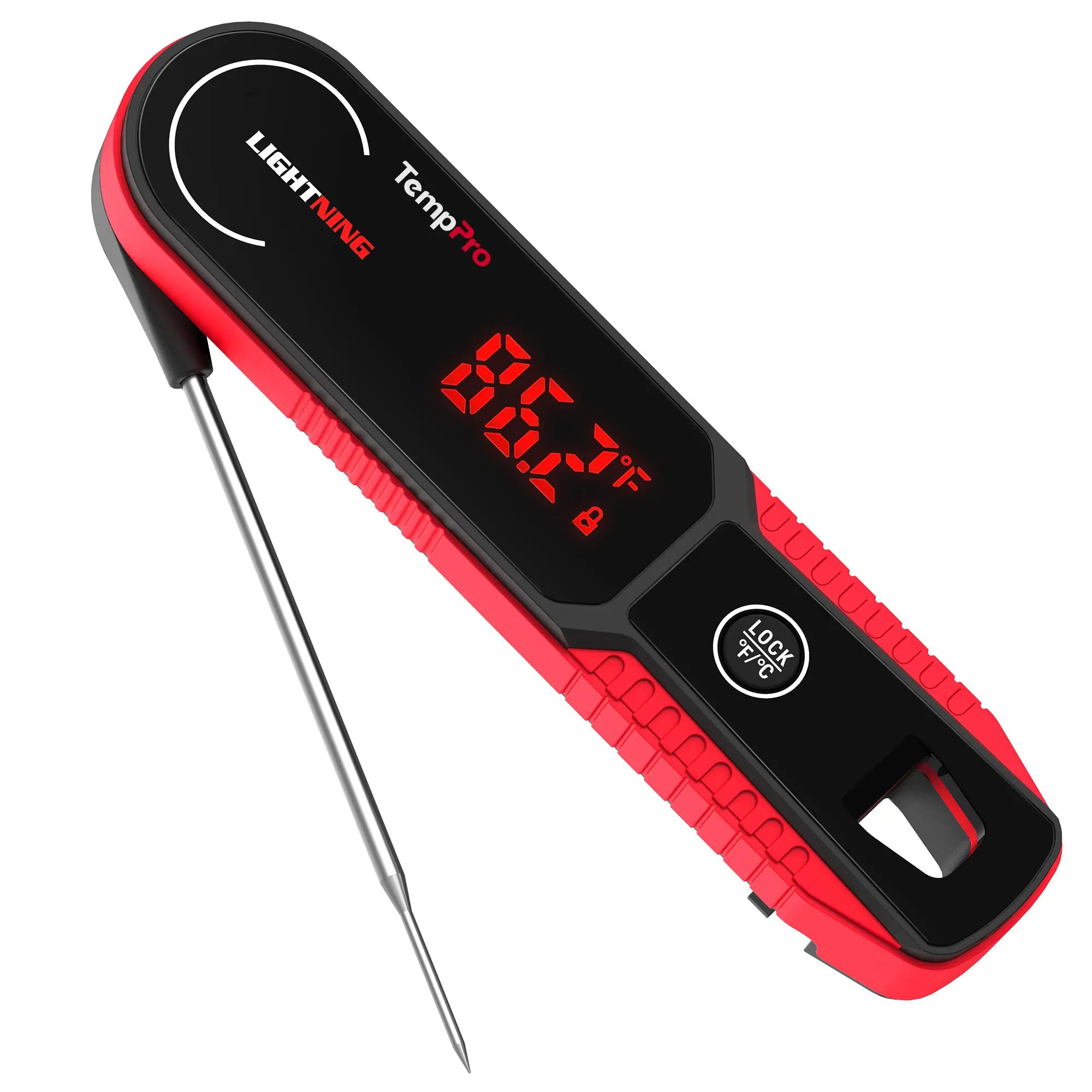 TempPro TP622W Digital Meat Thermometer - Kitchen Utensil with Red LED Digital Display, Metal Probe for Accurate Cooking Temperature Readings, Utensils