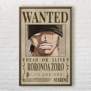 One Piece Wanted Posters Post-Wano Updated - Roronoa Zoro Bounty Art Print - Straw Hat Pirates Wall Decor - Unframed High-Resolution Manga Paper - Pirate King Art, Satin, Artistic