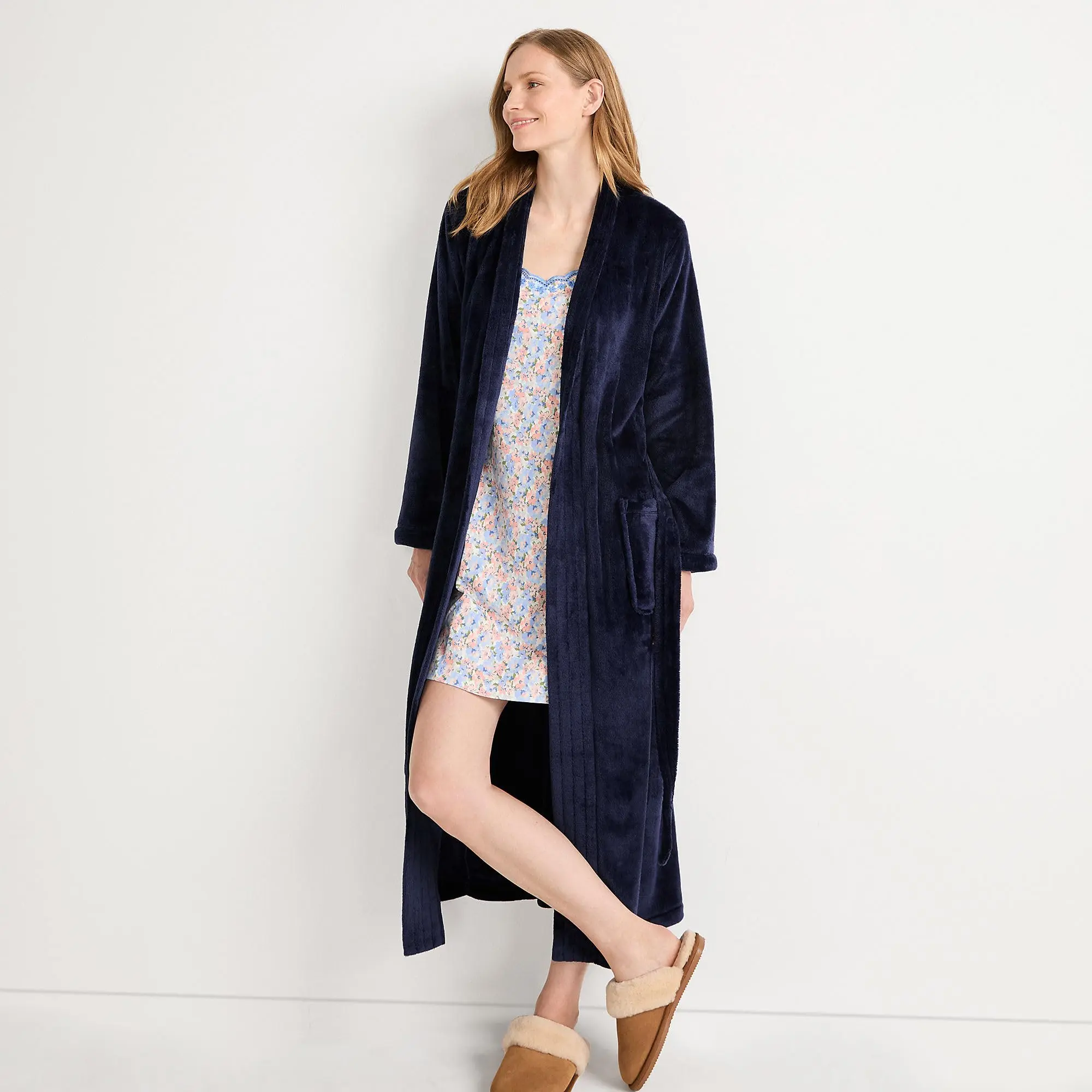 Lands' End Women's Cozy Plush Long Wrap Robe