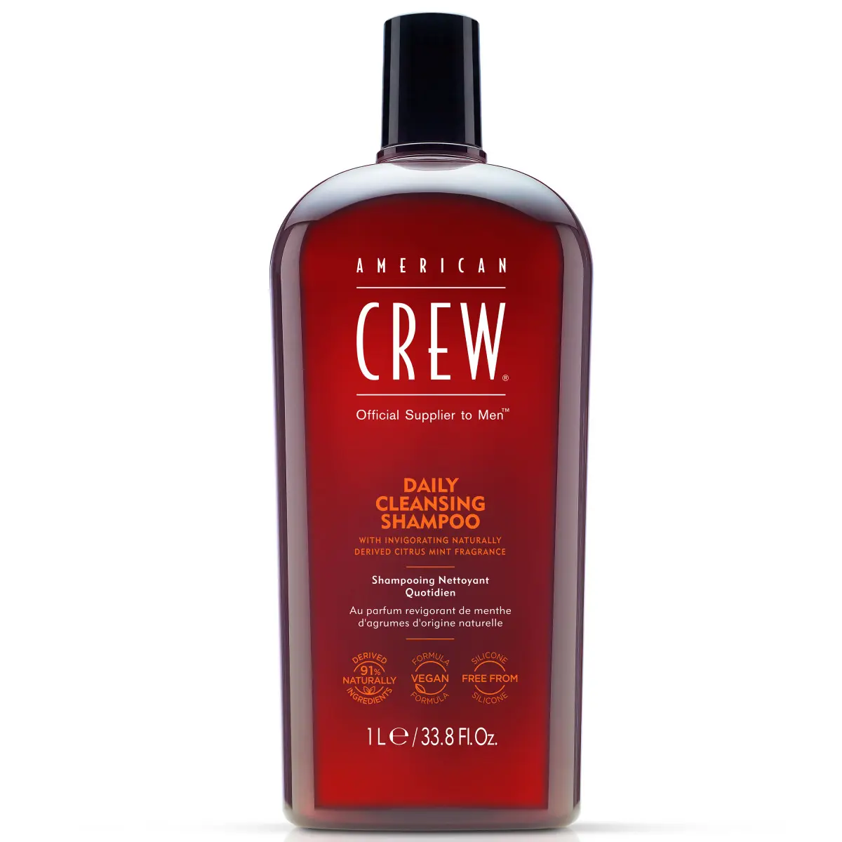 American Crew Daily Cleansing Shampoo - 33.8oz Liquid Haircare Single Item, Oil-Control Formula for Oily & Normal Hair, Plastic-Bottled Hair Cleanser