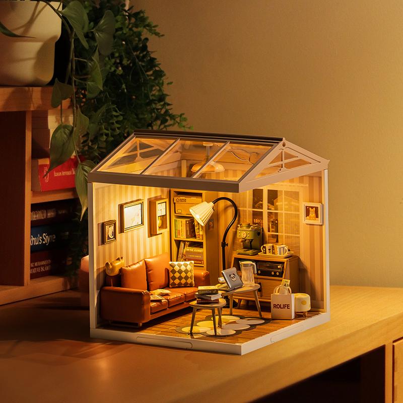 Rolife Cozy Living Lounge DIY Plastic Miniature House DW007