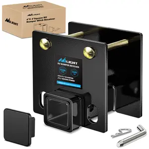 Nilight RV Bumper Hitch Receiver Fits for 4 inch X 4 inch Square RV Rear Bumpers 2 inch Receiver 3500 LBS Capacity Bolt-On Heavy Duty Steel for Camper Bike Racks Cargo Carriers