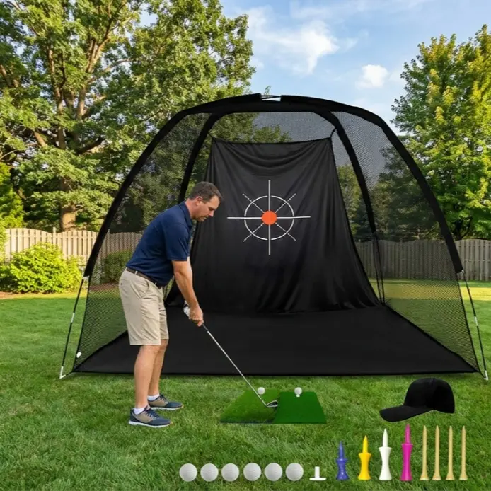 Gagalileo 8x6FT Heavy Duty Polyester Golf Net for Adults, Indoor/Outdoor Swing Training with Impact Cage, Turf Mat & Tees for Backyard Driving, Hitting Golf Nets, Indoor And Outdoor Use