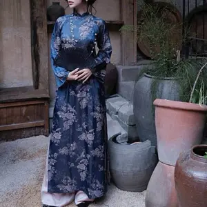Áo Dài Gấm kèm quần hồng - vietnamese traditional dress