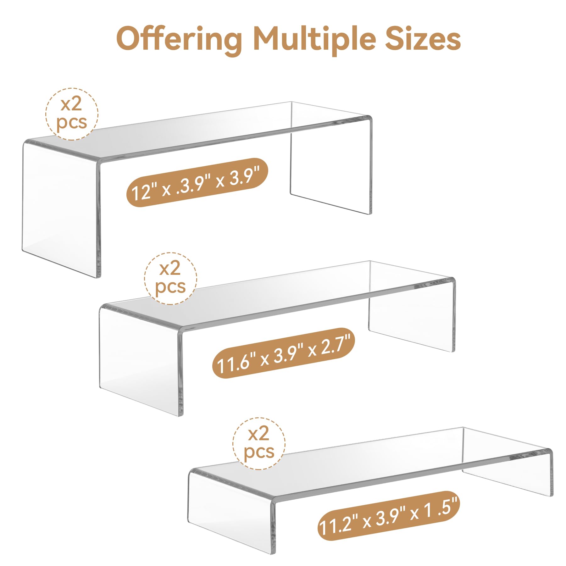 2 Sets Clear Large Dessert Display Stand, Transparent Rectangular Display Stand for Collectibles, Retail Countertop Upright Display Stand for Organizing and Decorating