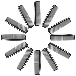 12 Pieces Pocket Hair Combs, 5" Combs for Men & Women, Travel-Friendly, Dual-Density Teeth for Short Hair, Beards, Mustaches & Sideburns (Black)