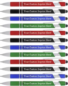 ExpressDesigns™ - Personalized Pens with Stylus - The Legacy - Custom Metallic Printed Name Pens - Black Ink - Imprinted with Logo or Message - Great Gift Ideas - Customizable -12 pcs/pack (Assorted)