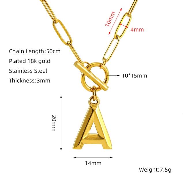 GGIRL OT Buckle English Letter Necklace 18K Gold Plated Three Dimensional Pendant for Men Women Elegant Modern Fashion Jewelry Gift for Holiday Haul Christmas Birthdays Anniversaries Versatile Design