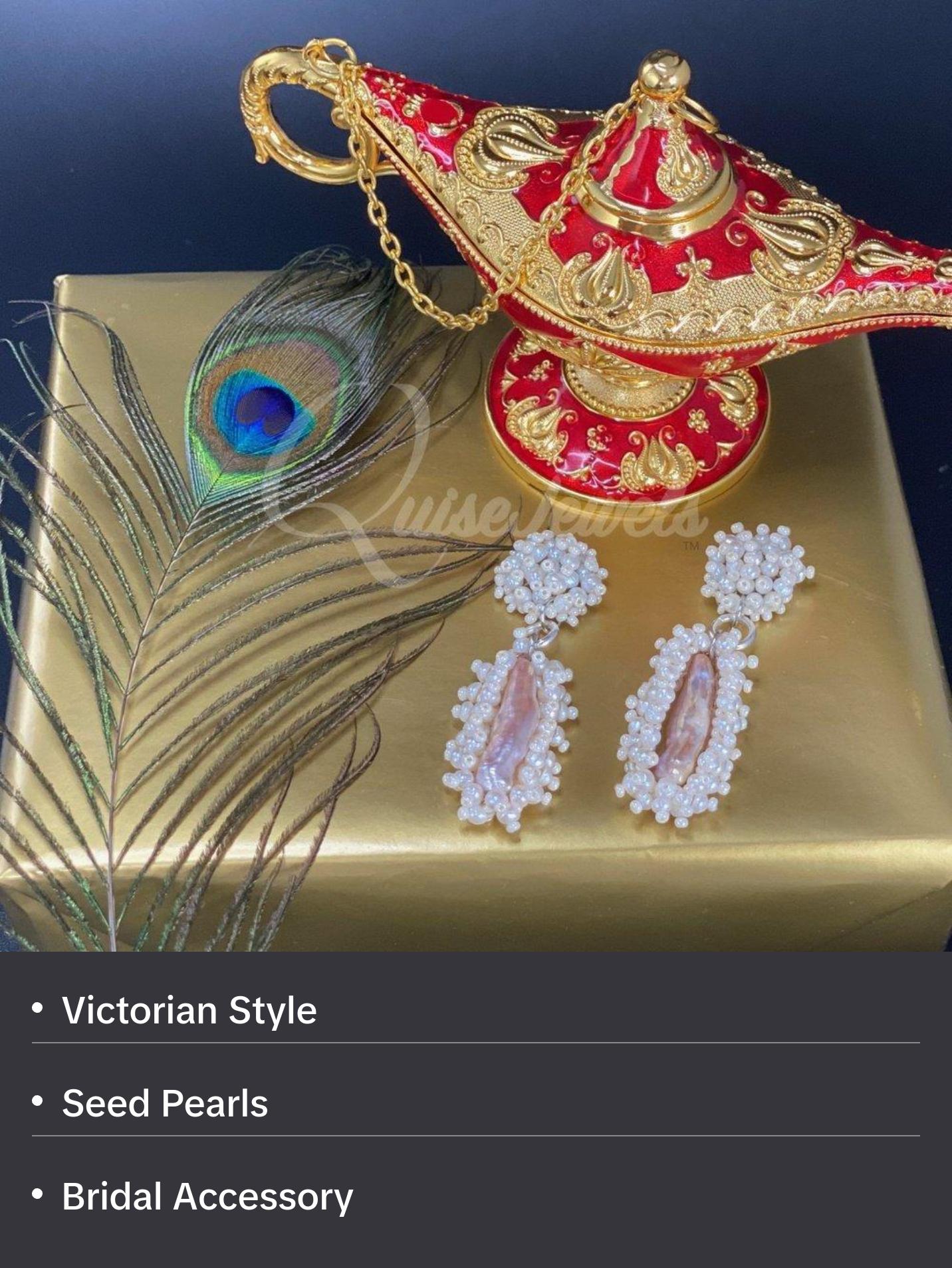 Victorian Style Bridal Pearl Earrings