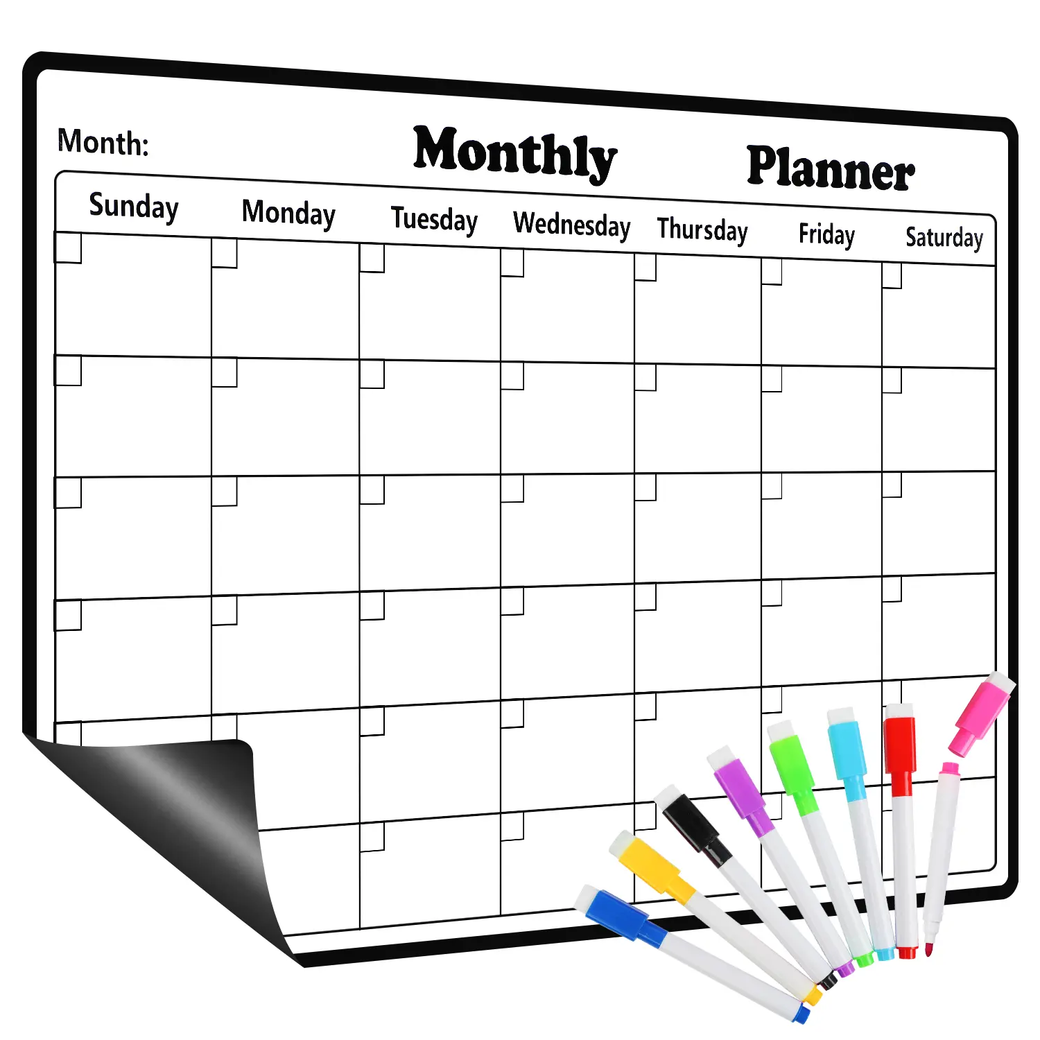 Magnetic Dry Erase Fridge Calendar - Easy-to-Clean Monthly Planner, Kitchen Decoration, Fridge Office Stationery Accessory, Magnetic Dry Erase Calendar