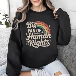 Big Fan of Human Rights Shirt, Retro Rainbow Equality Tee, Human Rights Shirt, Social Justice Top, Human Rights Activist Gift, Feminist Gift for Women, Empowerment Gift