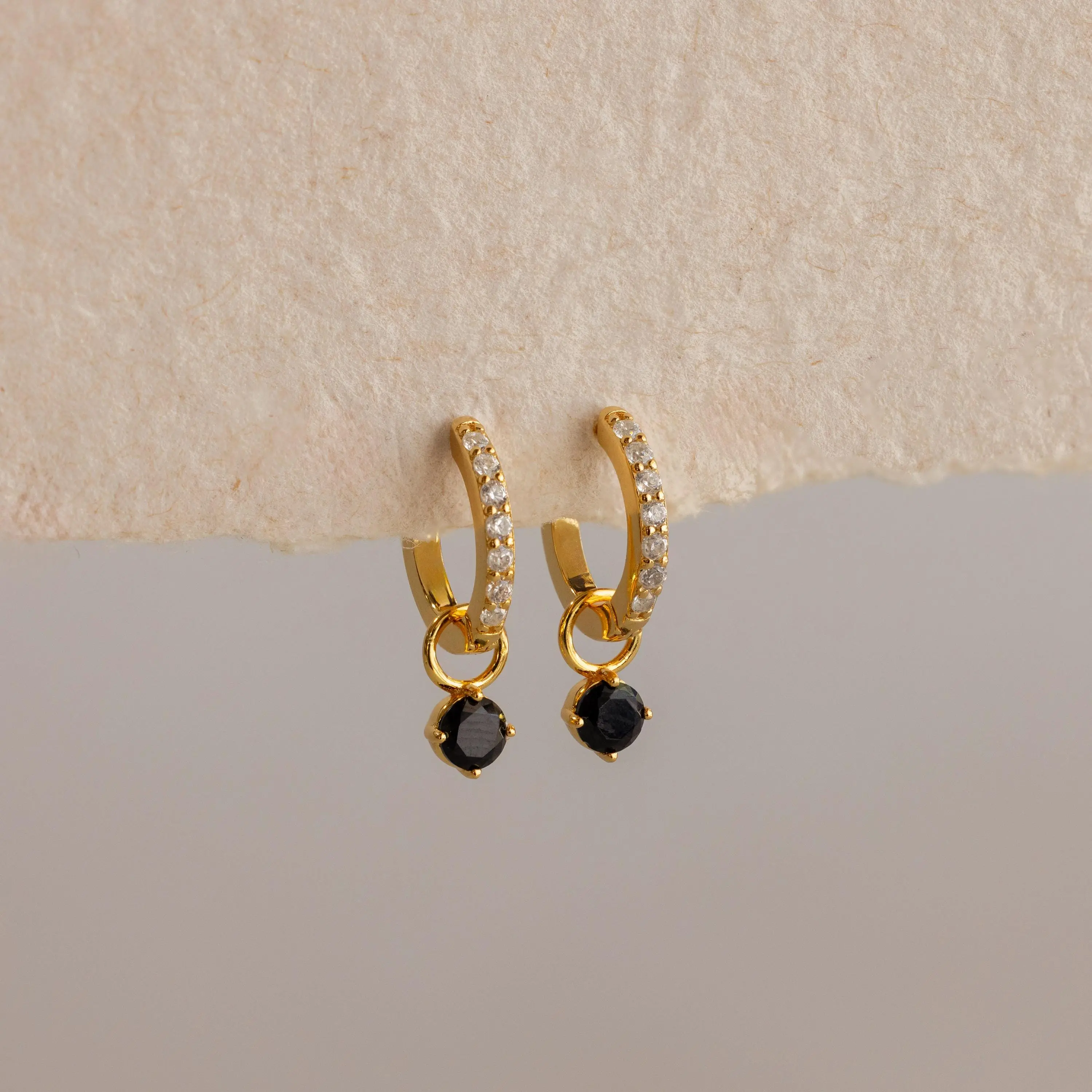 Black Diamond Drop Huggies by Caitlyn Minimalist - Dainty Pave Diamond Dangle Hoop Earrings - Minimalist Jewelry - Anniversary Gift